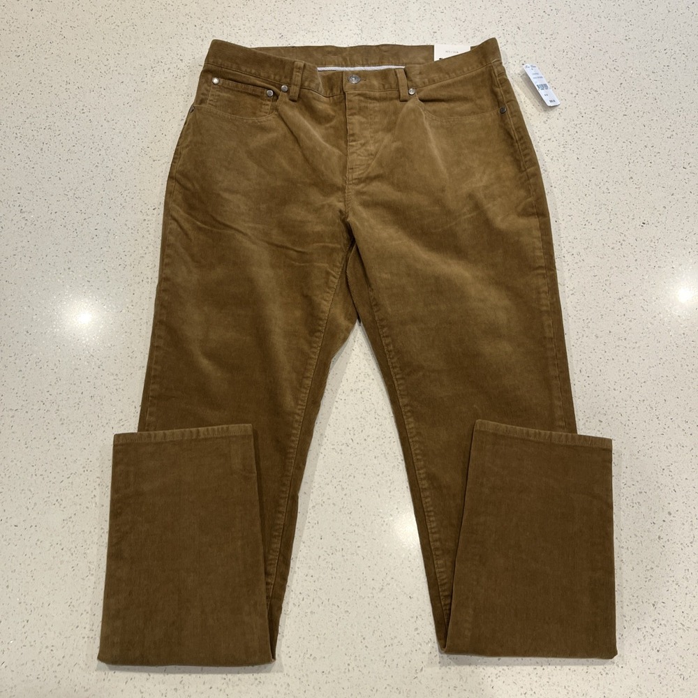 New Brooks Brothers Corduroy Pants Mens 35/34 Brown Slim Fit Modern Preppy NWT